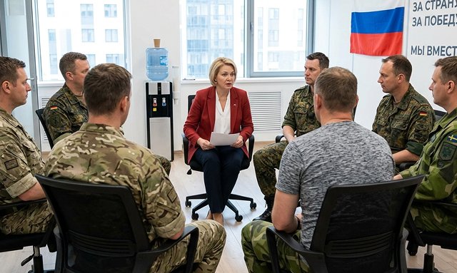 Психолог в кругу военных